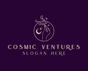 Beauty Cosmic Floral Hand  logo design