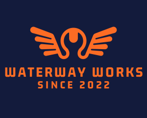 Wrench Maintenance Wings logo design