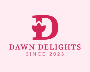 Pink Letter D Flower  logo design