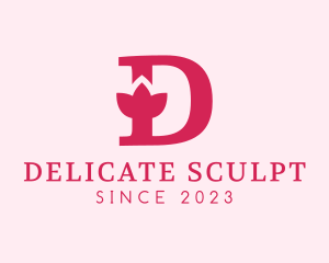 Pink Letter D Flower  logo design