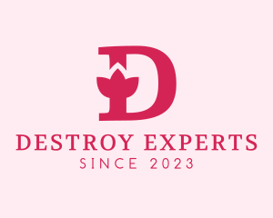 Pink Letter D Flower  logo design