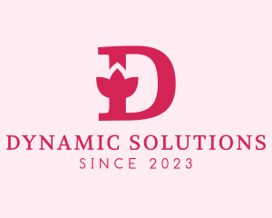 Pink Letter D Flower  logo design