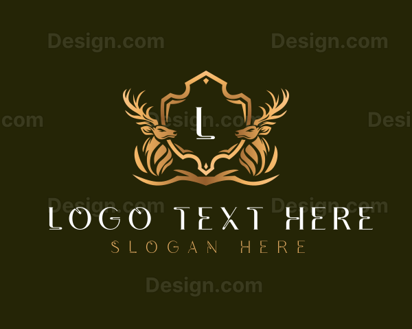 Elegant Deer Shield Logo