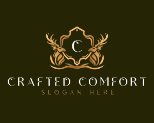 Elegant Deer Shield logo design