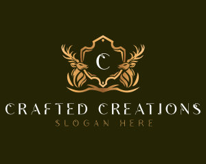 Elegant Deer Shield logo design