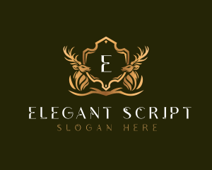 Elegant Deer Shield logo design