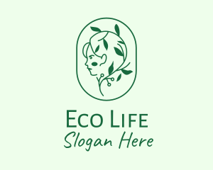 Green Eco Lady  logo design