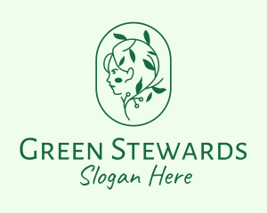 Green Eco Lady  logo design