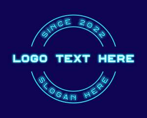 Gaming - Blue Neon Badge logo design