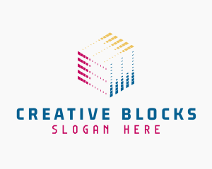 Pixel Cube Tech Developer logo design