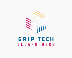 Pixel Cube Tech Developer logo design