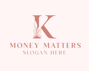 Elegant Leaves Letter K logo