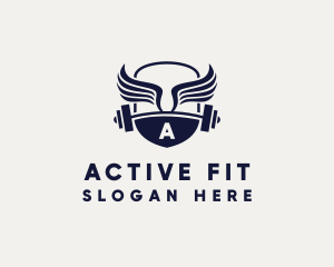 Athletic Fitness Barbell  logo design