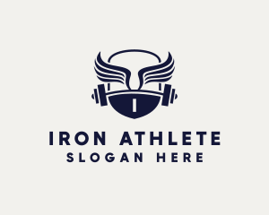 Athletic Fitness Barbell  logo design