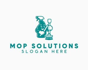 Spray Bottle Mop logo design