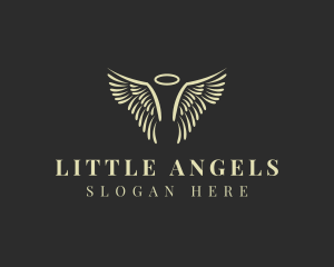 Angel Religious Wing Halo logo design