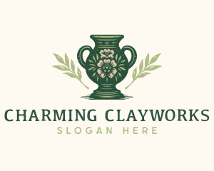Floral Pottery Wreath logo