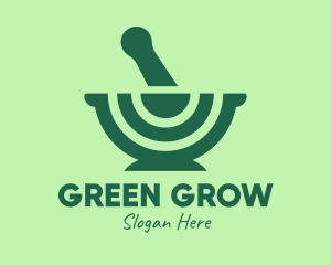 Green Mortar & Pestle logo design