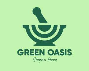 Green Mortar & Pestle logo design