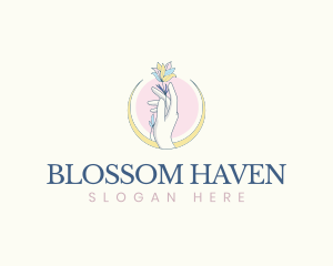 Hand Flowers Crescent logo