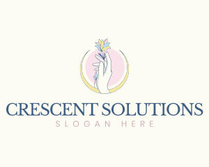 Hand Flowers Crescent logo