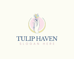 Hand Flowers Crescent logo design