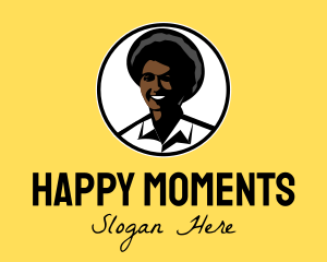 Happy Afro Woman logo design