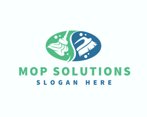 Disinfection Cleaning Mop logo design