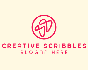 Circle Pink Scribbles logo design