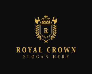 Royal Crown Ax Shield  logo design