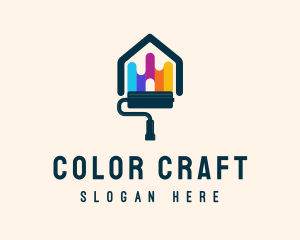 Colorful House Paint Roller logo