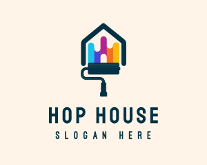 Colorful House Paint Roller logo design