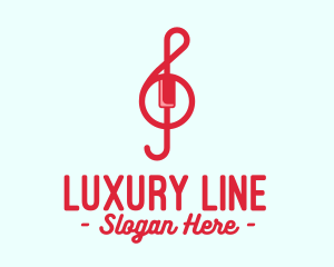 Red Treble Clef logo design