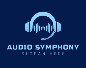 Blue Music Headphone logo design