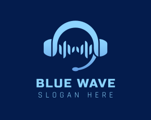 Blue Music Headphone logo design