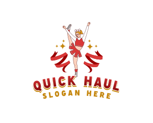 Female Cheerleader Squad logo design