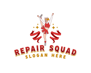 Female Cheerleader Squad logo design