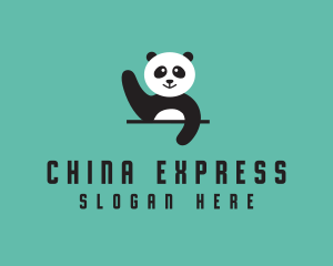 Waving Panda Animal logo