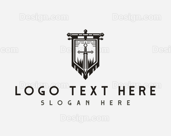 Sword Flag Banner Logo