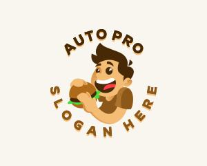 Fast Food Burger Guy Logo