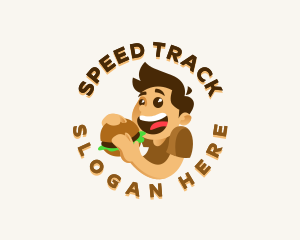 Fast Food Burger Guy Logo
