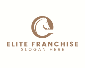 Fierce Stallion Horse Letter E logo design