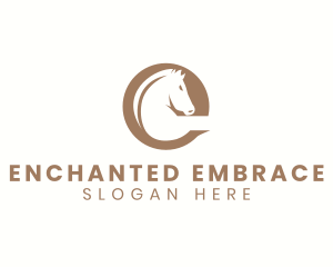 Fierce Stallion Horse Letter E logo design