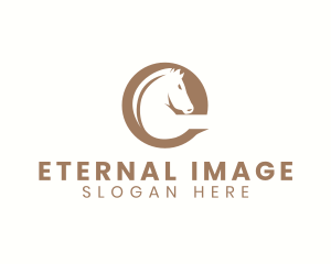 Fierce Stallion Horse Letter E logo design