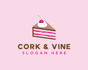 Cherry Cake Dessert logo design