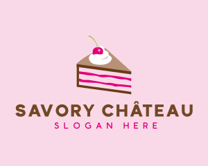 Cherry Cake Dessert logo design