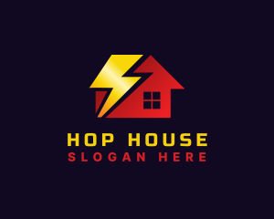 House Lightning Electricity logo design