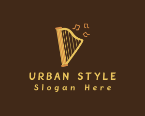 Musical Harp Instrument Logo