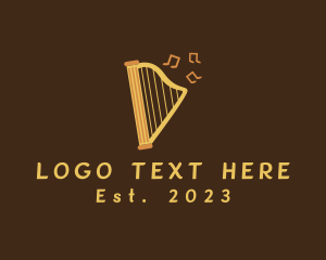 Music - Musical Harp Instrument logo design