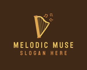 Musical Harp Instrument logo design